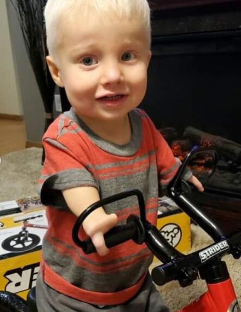 Tabor testing out his Adaptive Strider Bike